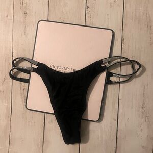 Victoria's Secret Black Thong with Sparkling Straps S